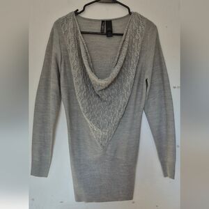 Bisou Bisou Light Gray Cowl Neck Sweater